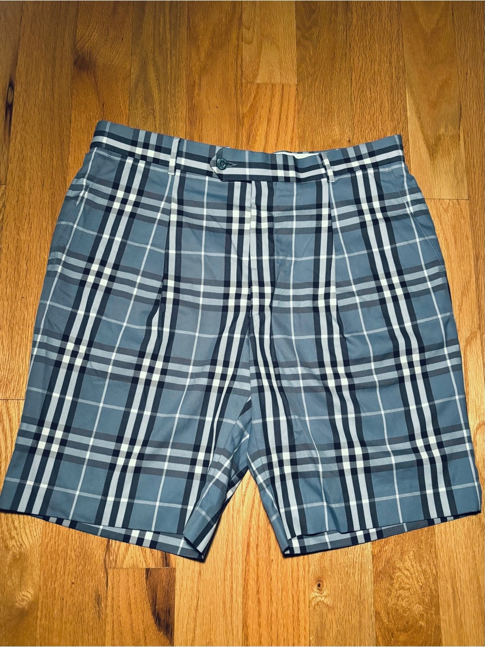 Burberry Light Blue Plaid Somerton Golf Shorts - Rare
